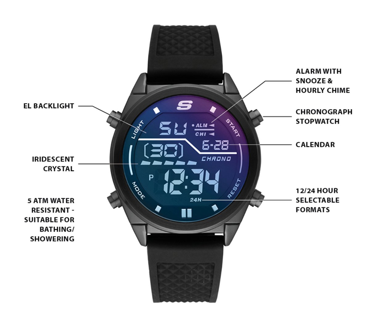 Accessories Blue Face Digital Watch | Skechers outlet
