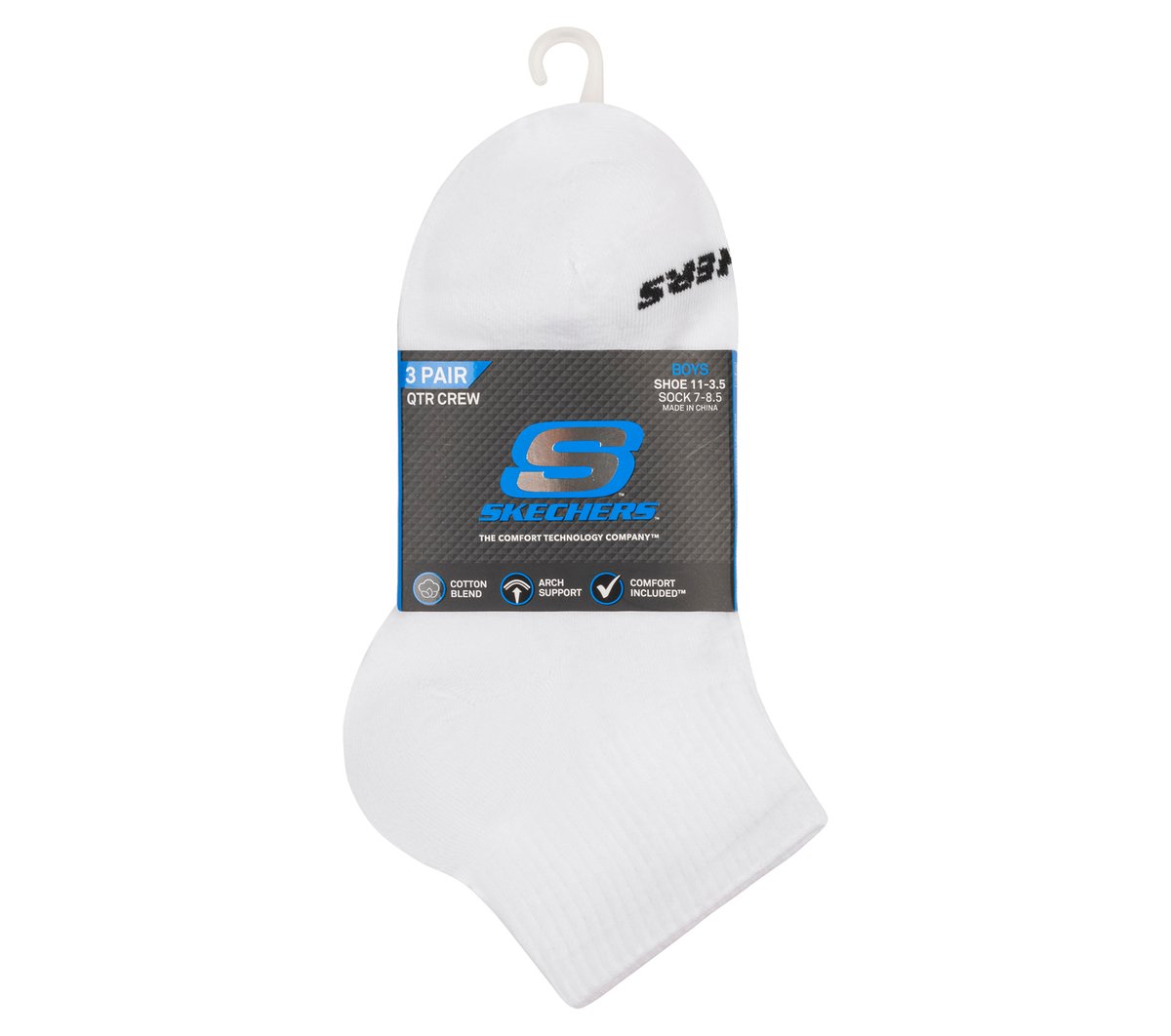 3 Pack Boys' Quarter Crew Cotton Socks | Skechers sale