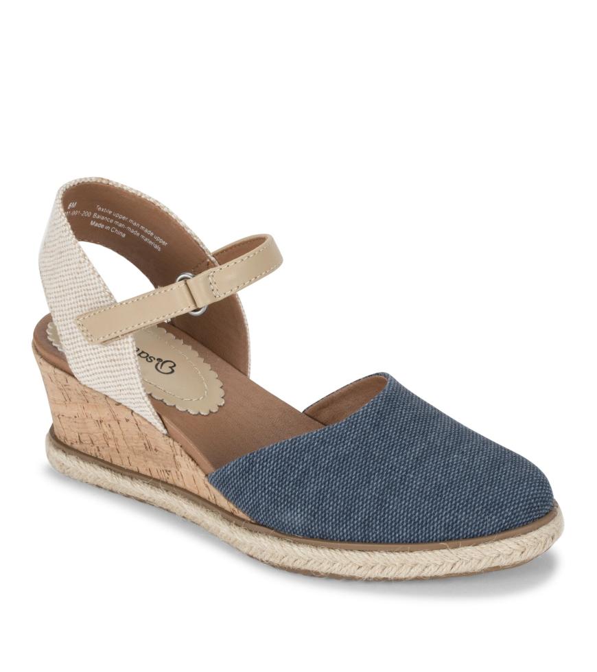 Baretraps Classic Comfort Sandals | Women Ocean Closed Toe Wedge Sandal Navy Blue Canvas