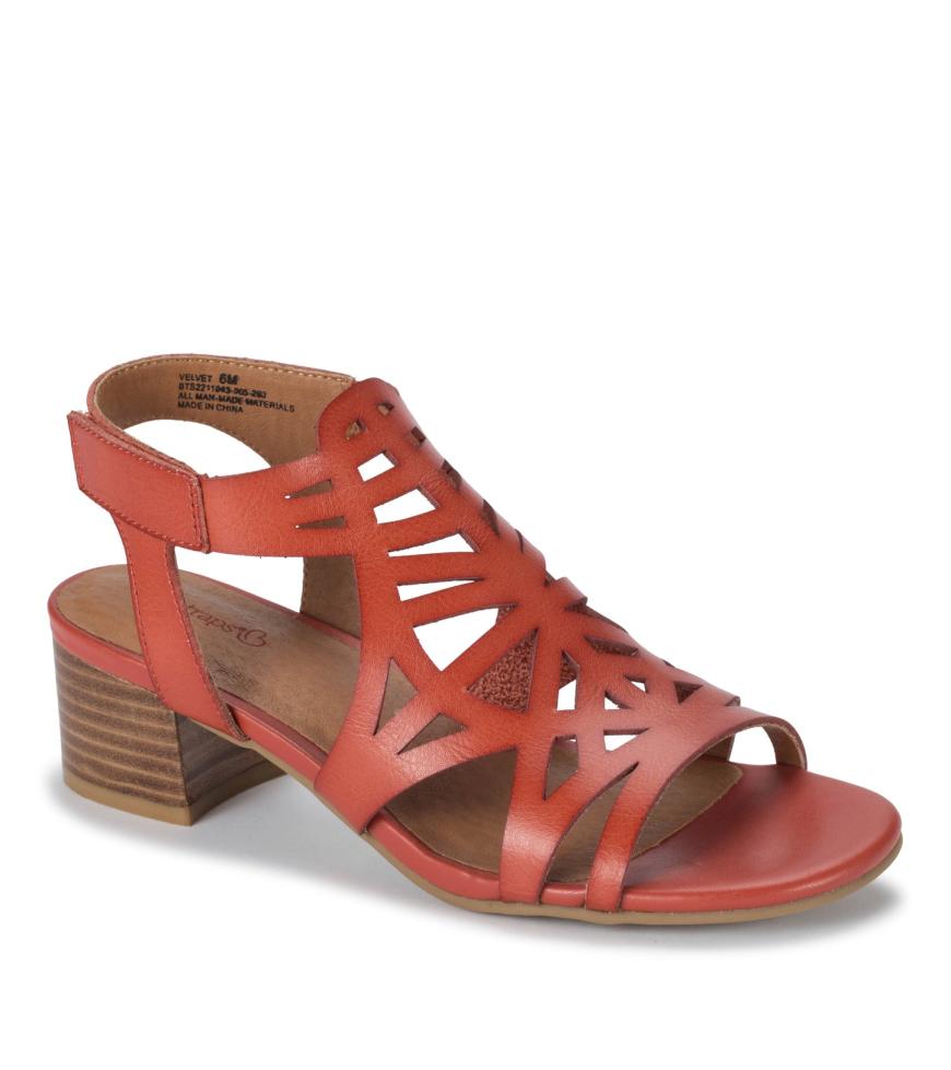 Baretraps Classic Comfort Sandals | Women Velvet Block Heel Sandal Paprika