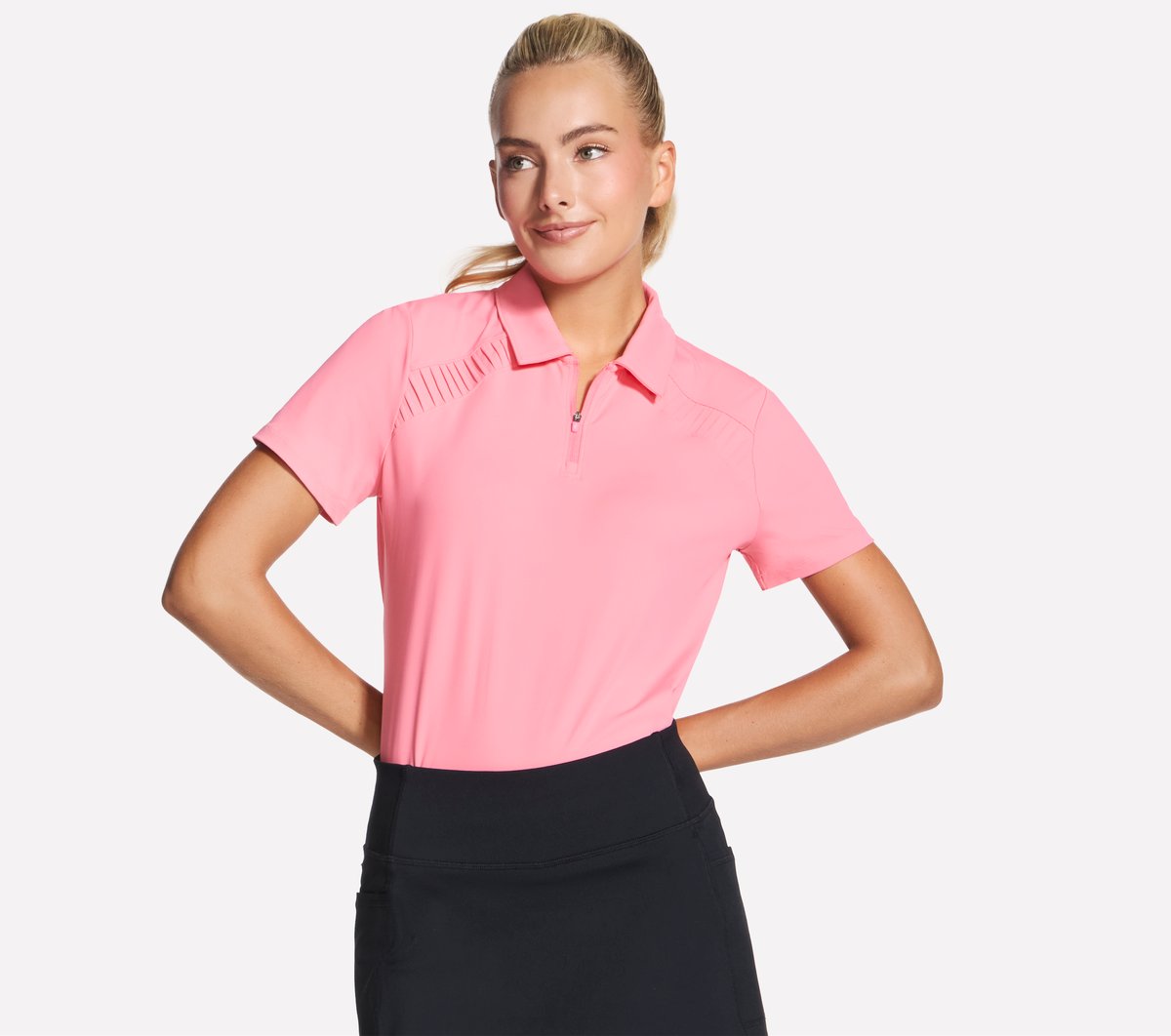 GO GOLF Short Sleeve Birdie Zip Front Polo | Women Skechers for sale