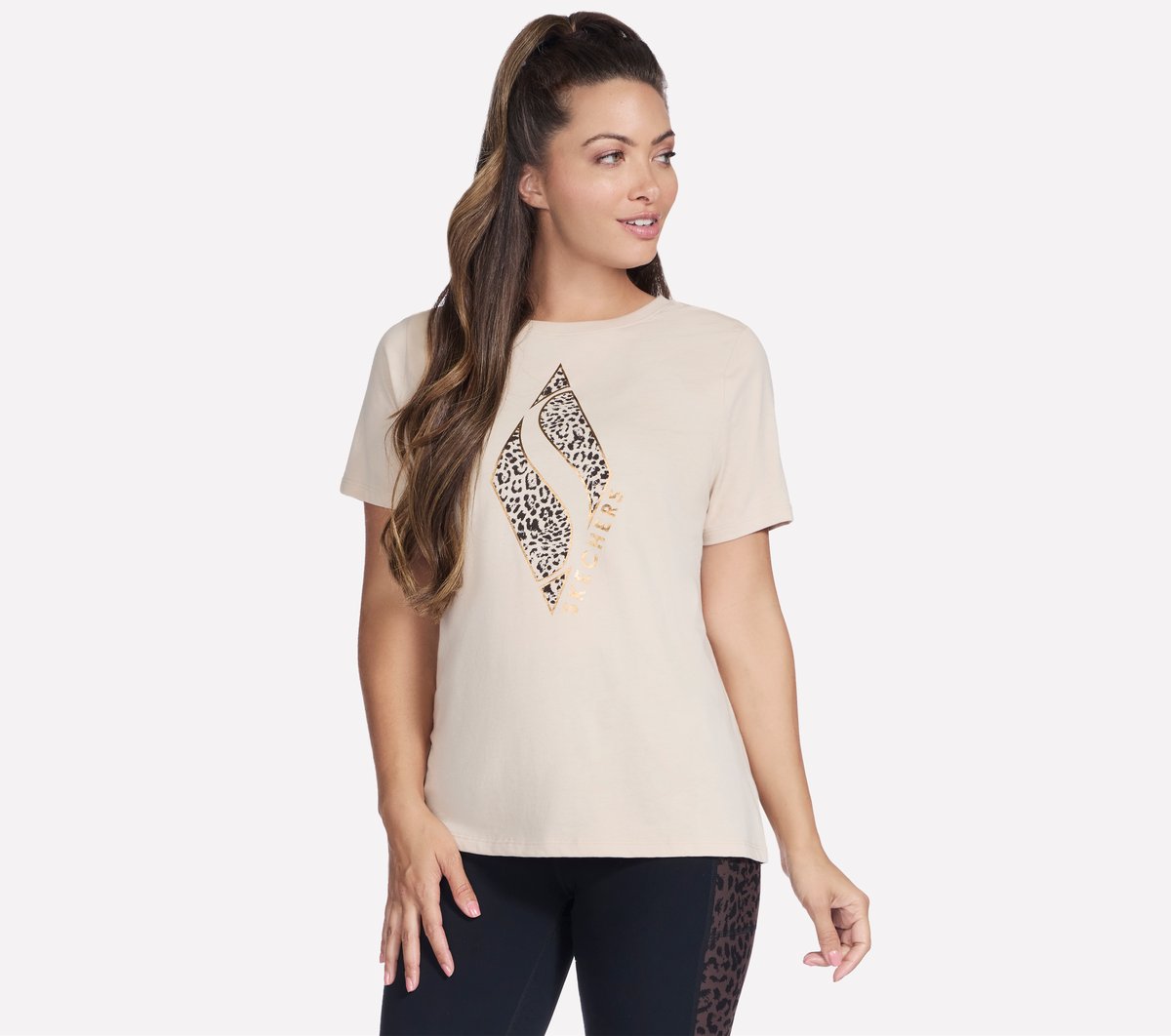 Diamond Cheetah Short Sleeve Tee | Women Skechers on sale