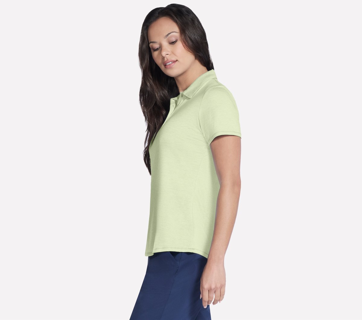 Short Sleeve On The Green Striped Polo | Women Skechers on sale