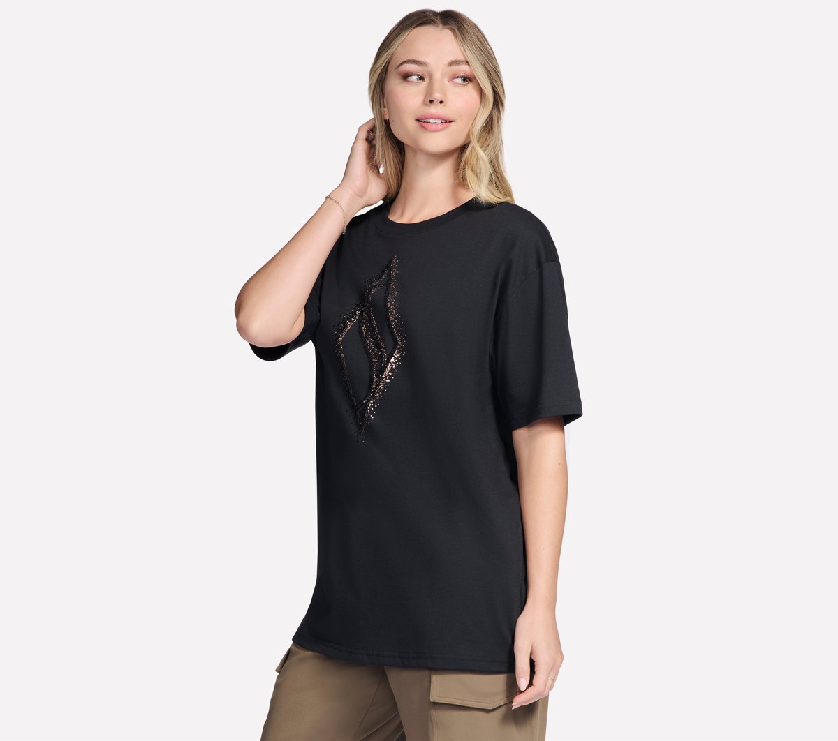 Gold Splatter Diamond Short Sleeve Tee | Women Skechers discount