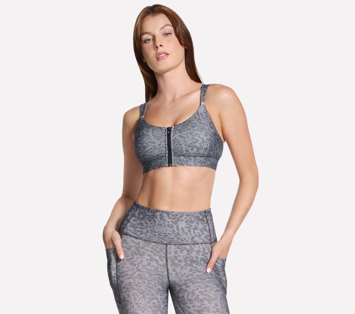 GO WALK Evolution Printed Zip Front Bra | Women Skechers sale