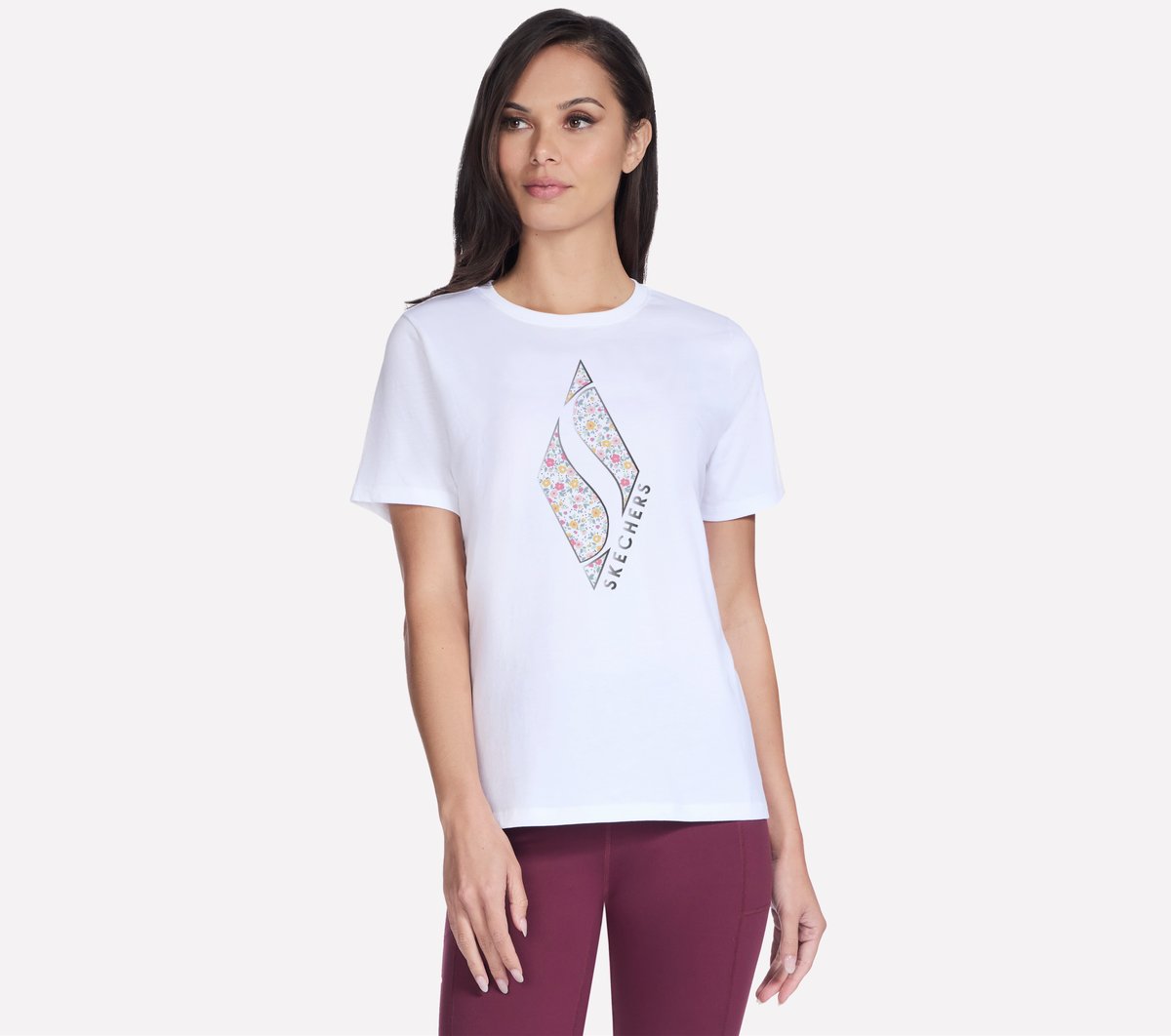 Floral Diamond Short Sleeve Tee | Women Skechers outlet