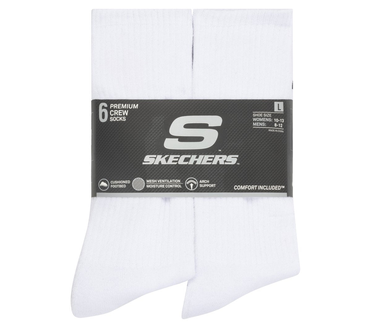 6 Pack Large Core Crew Socks | Skechers outlet