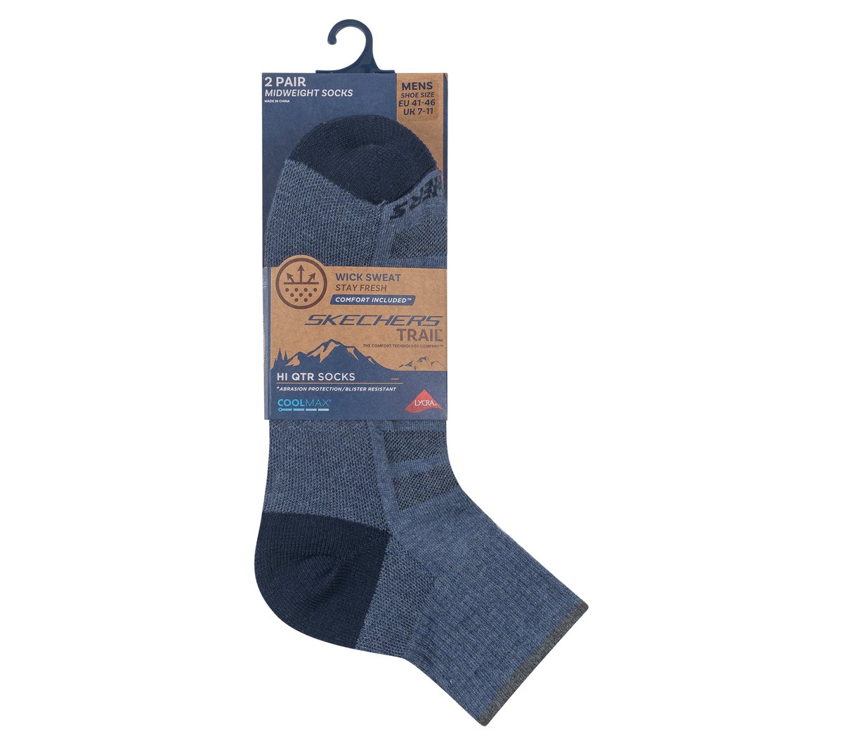 Mens Trail Quarter Coolmax Socks - 2 Pack | Skechers online shop