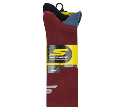 3 Pack Men's Reflective Performance Half Terry Crew Socks | Skechers online shop