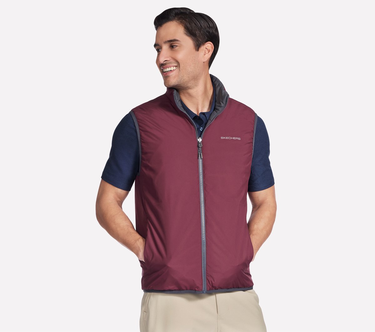 GO SHIELD Cozy Fit Altitude Reversible Vest | Men Skechers discount