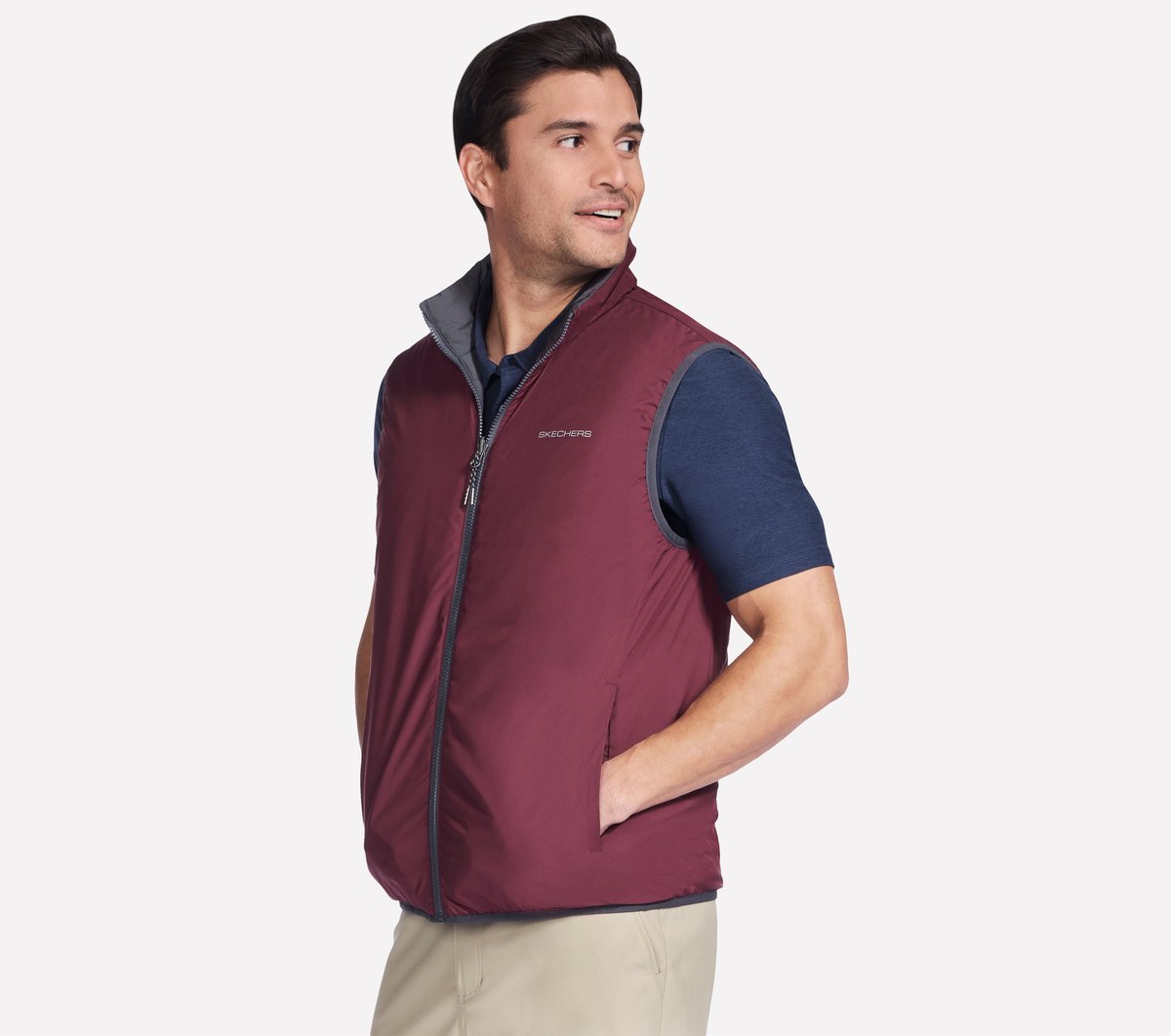 GO SHIELD Cozy Fit Altitude Reversible Vest | Men Skechers discount
