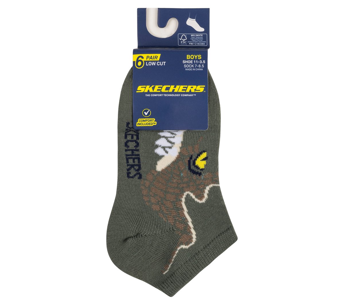 6 Pack Boys' Dino Socks | Skechers for sale