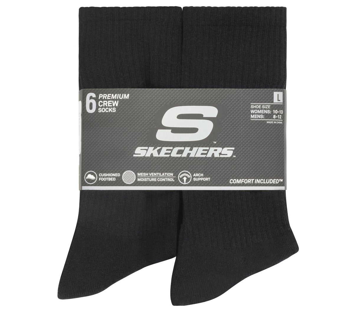 6 Pack Large Core Crew Socks | Skechers online shop