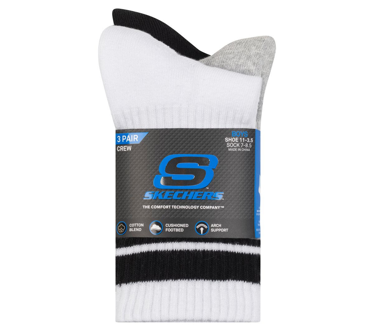 3 Pack Boys' Crew Socks | Skechers discount