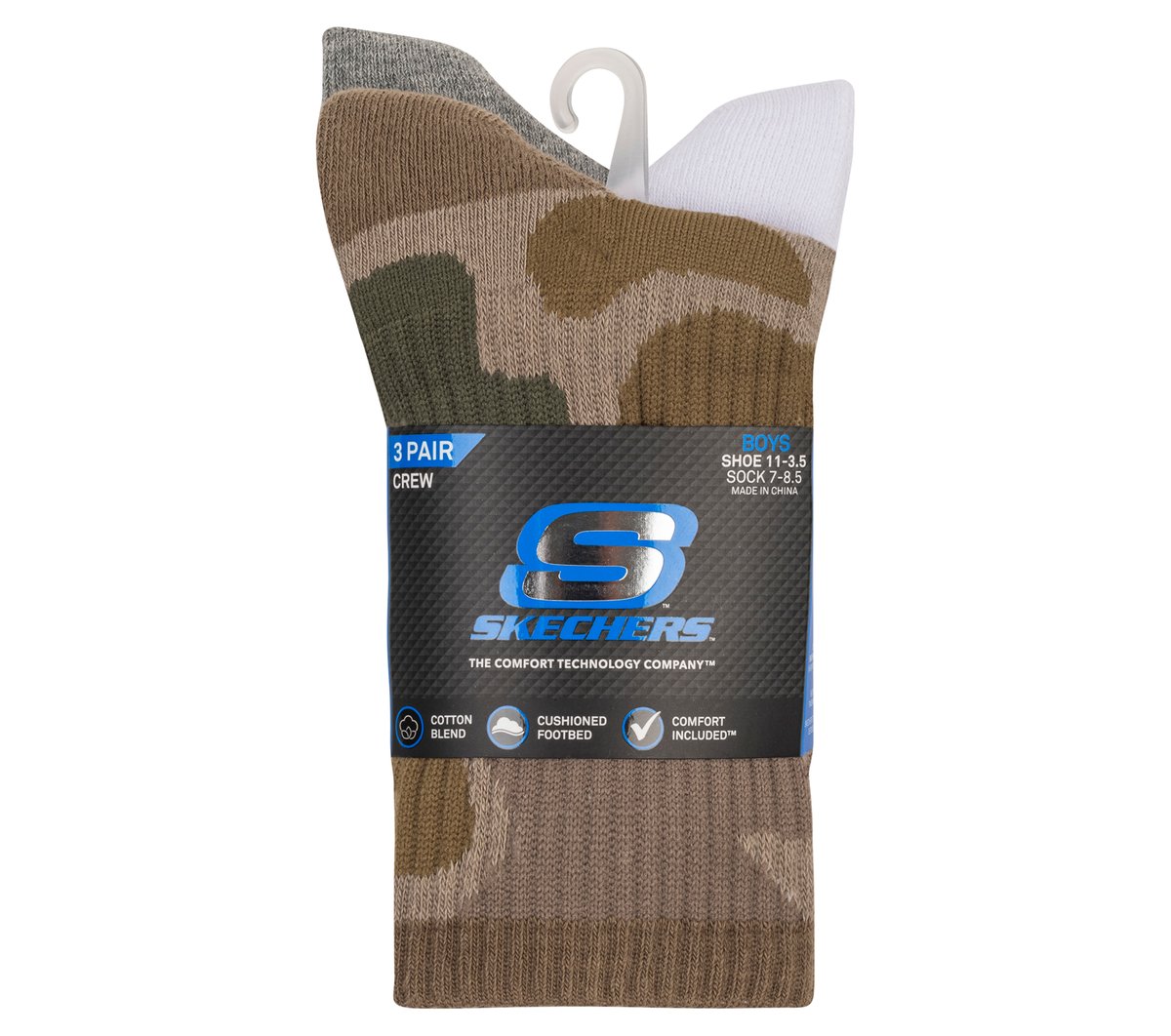 3 Pack Boys' Crew Camo Socks | Skechers for sale