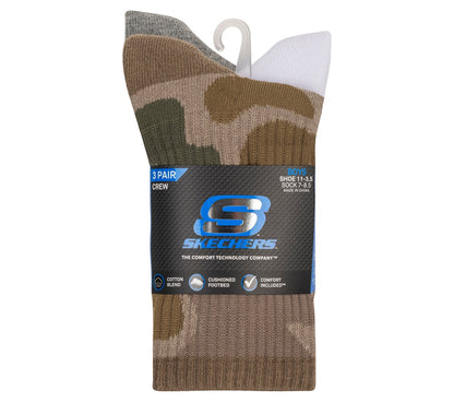 3 Pack Boys' Crew Camo Socks | Skechers for sale