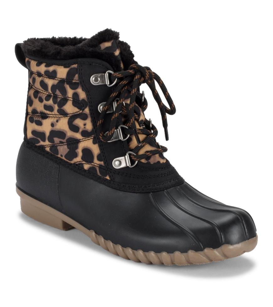 Baretraps Booties | Women Flynn Duck Boot Black Leopard