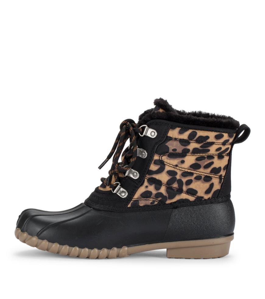 Baretraps Booties | Women Flynn Duck Boot Black Leopard