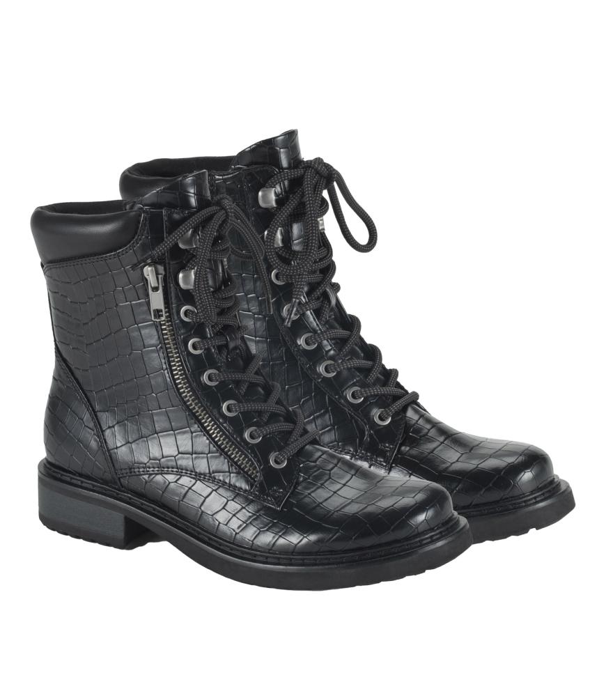 Baretraps Booties | Women Holden Lace Up Bootie Black Croco
