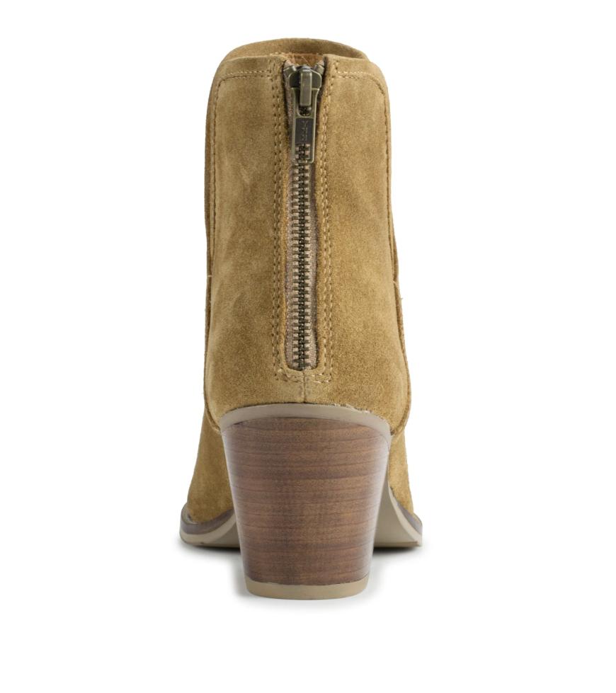 Baretraps Booties | Women Nanny Block Heel Bootie Cognac Suede