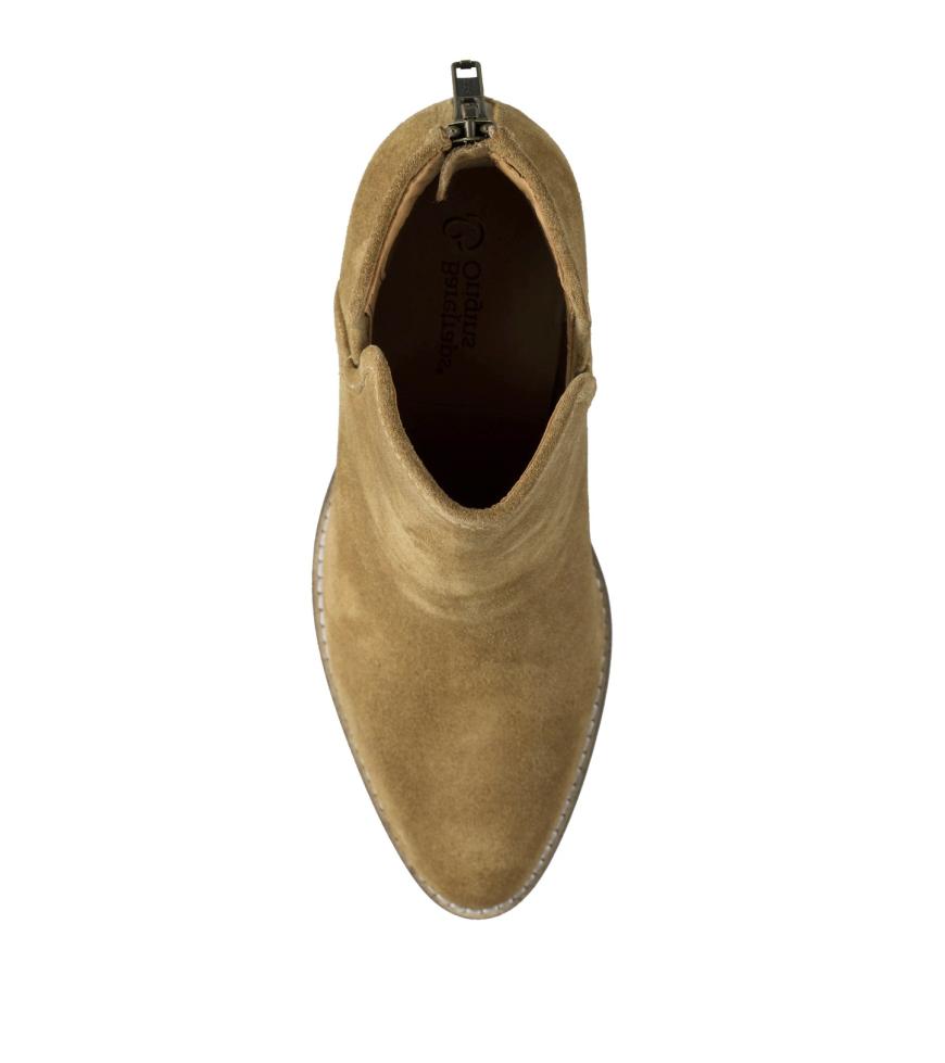 Baretraps Booties | Women Nanny Block Heel Bootie Cognac Suede