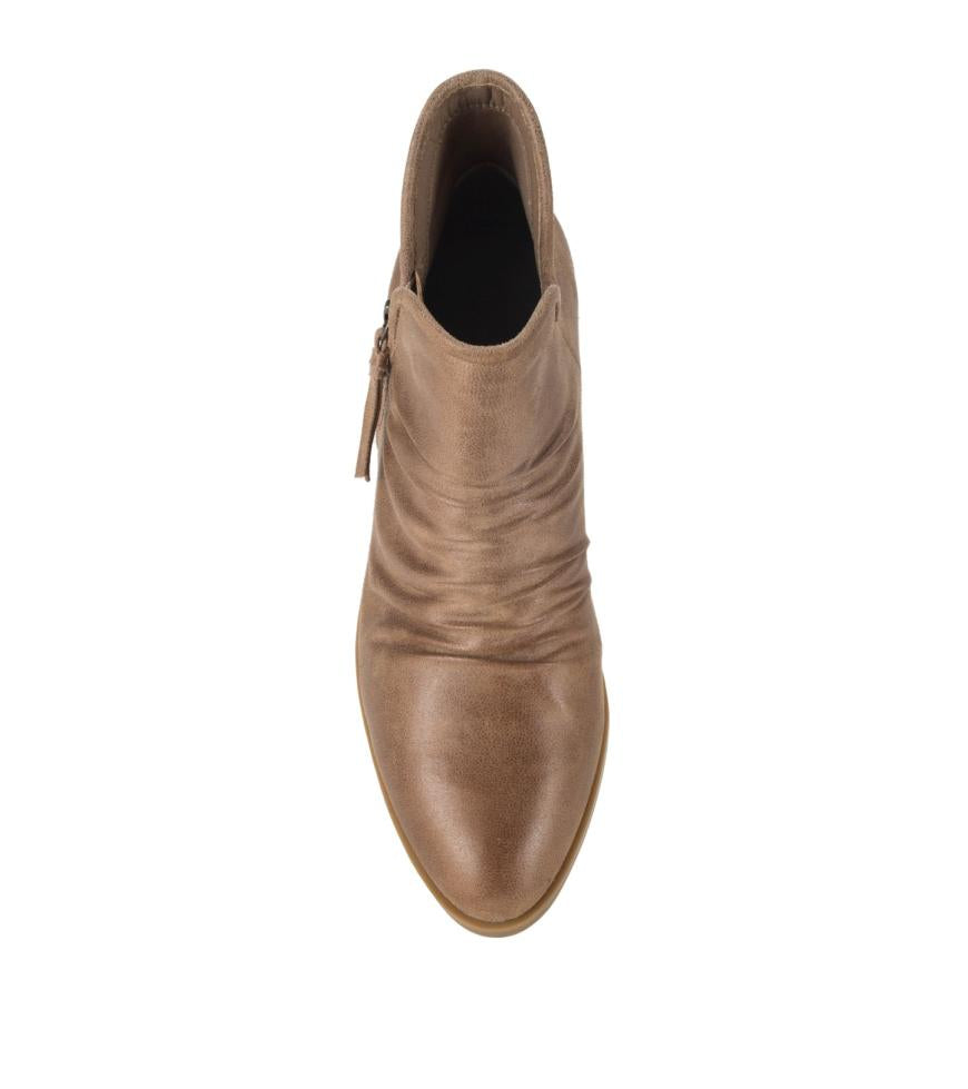 Baretraps Booties | Women Serenity Block Heel Bootie Taupe Microfiber