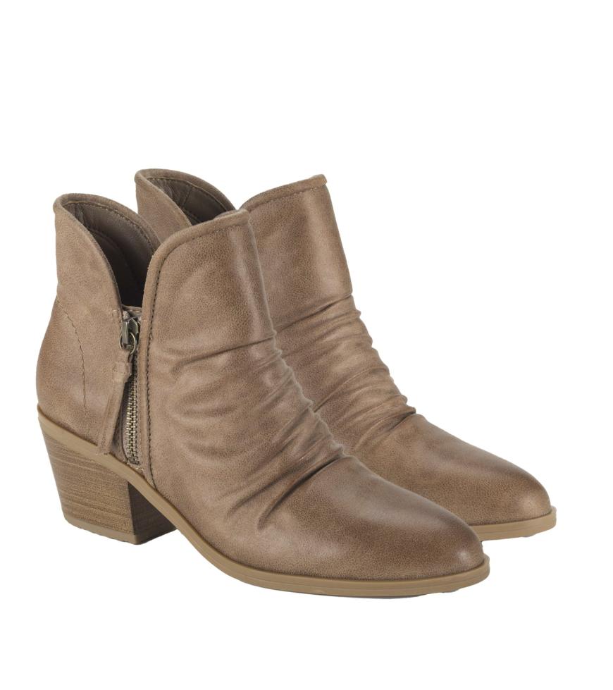 Baretraps Booties | Women Serenity Block Heel Bootie Taupe Microfiber