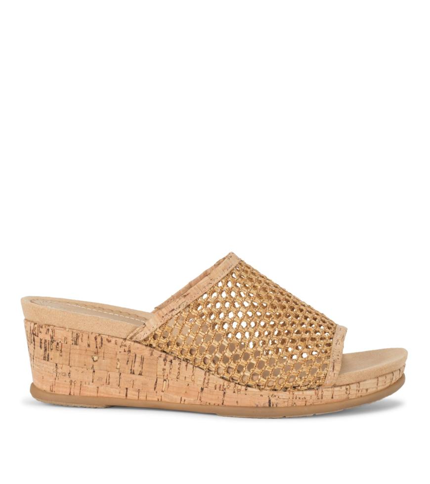 Baretraps Classic Comfort Sandals | Women Flossey Wedge Slide Sandal Natural