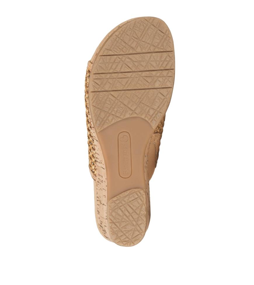 Baretraps Classic Comfort Sandals | Women Flossey Wedge Slide Sandal Natural