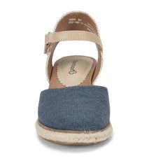 Baretraps Classic Comfort Sandals | Women Ocean Closed Toe Wedge Sandal Navy Blue Canvas