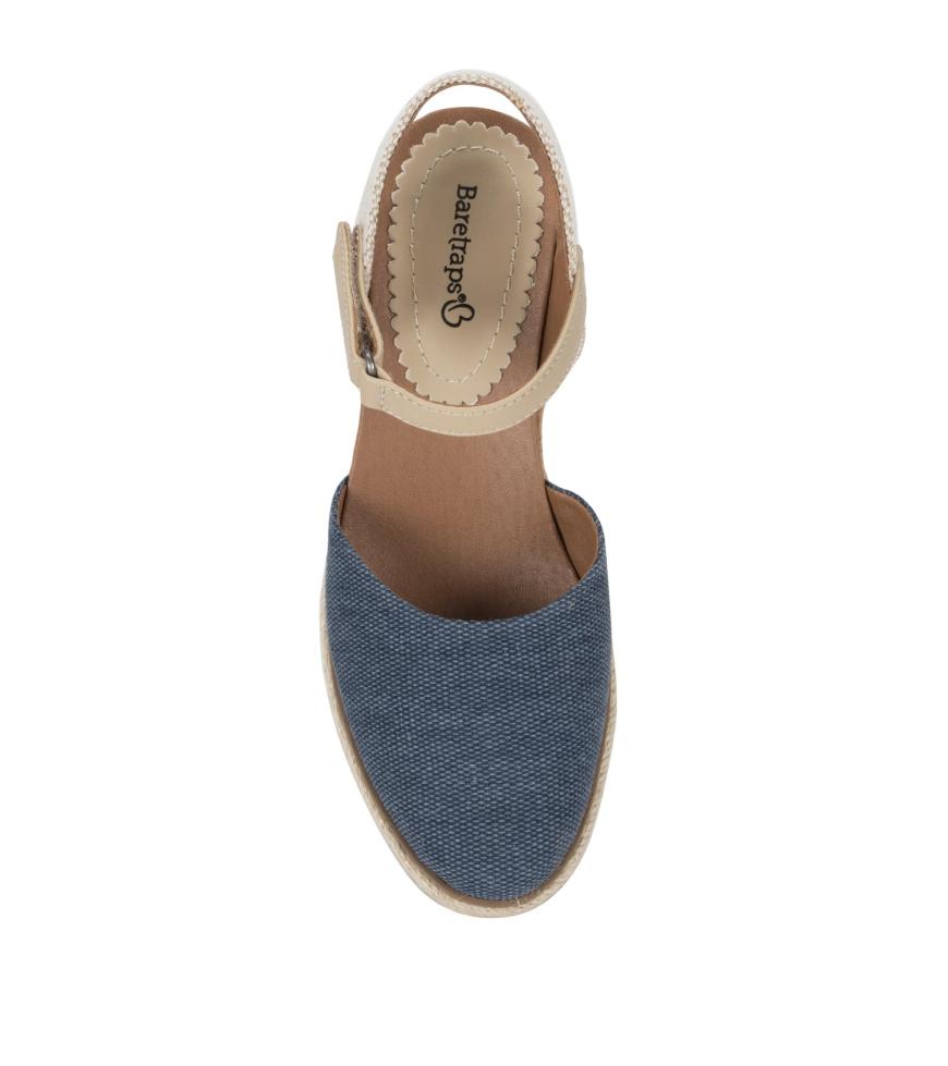 Baretraps Classic Comfort Sandals | Women Ocean Closed Toe Wedge Sandal Navy Blue Canvas