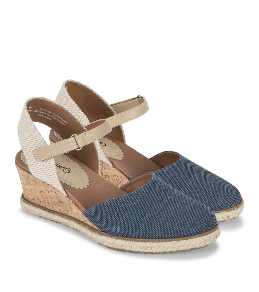 Baretraps Classic Comfort Sandals | Women Ocean Closed Toe Wedge Sandal Navy Blue Canvas