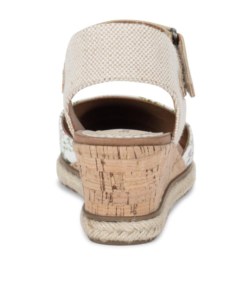 Baretraps Classic Comfort Sandals | Women Ocean Closed Toe Wedge Sandal White Multi Flower Canvas