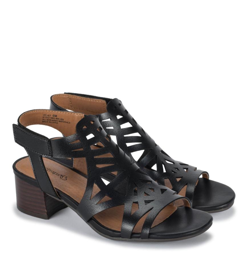 Baretraps Classic Comfort Sandals | Women Velvet Block Heel Sandal Black