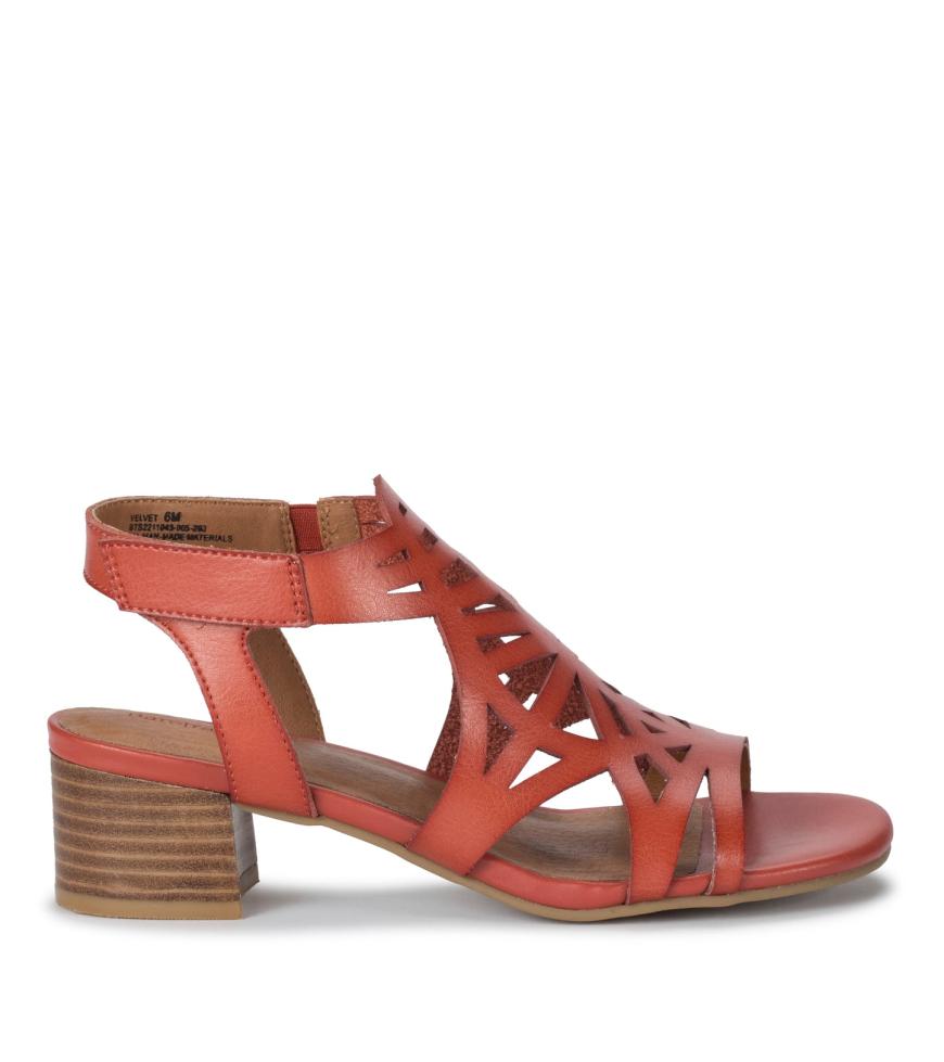 Baretraps Classic Comfort Sandals | Women Velvet Block Heel Sandal Paprika