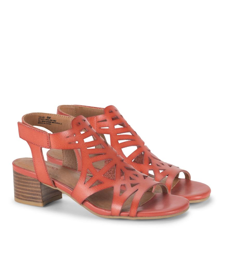 Baretraps Classic Comfort Sandals | Women Velvet Block Heel Sandal Paprika