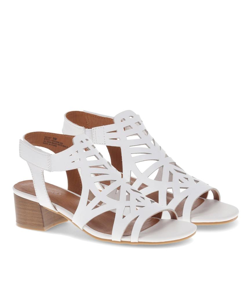 Baretraps Classic Comfort Sandals | Women Velvet Block Heel Sandal White