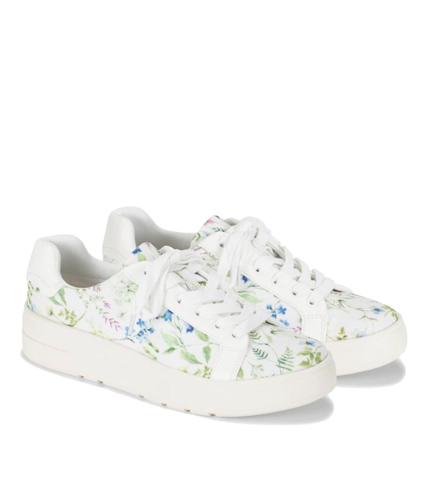 Baretraps Flats &amp; Loafers | Women Nishelle Lace Up Sneaker White/multi Flower Canvas