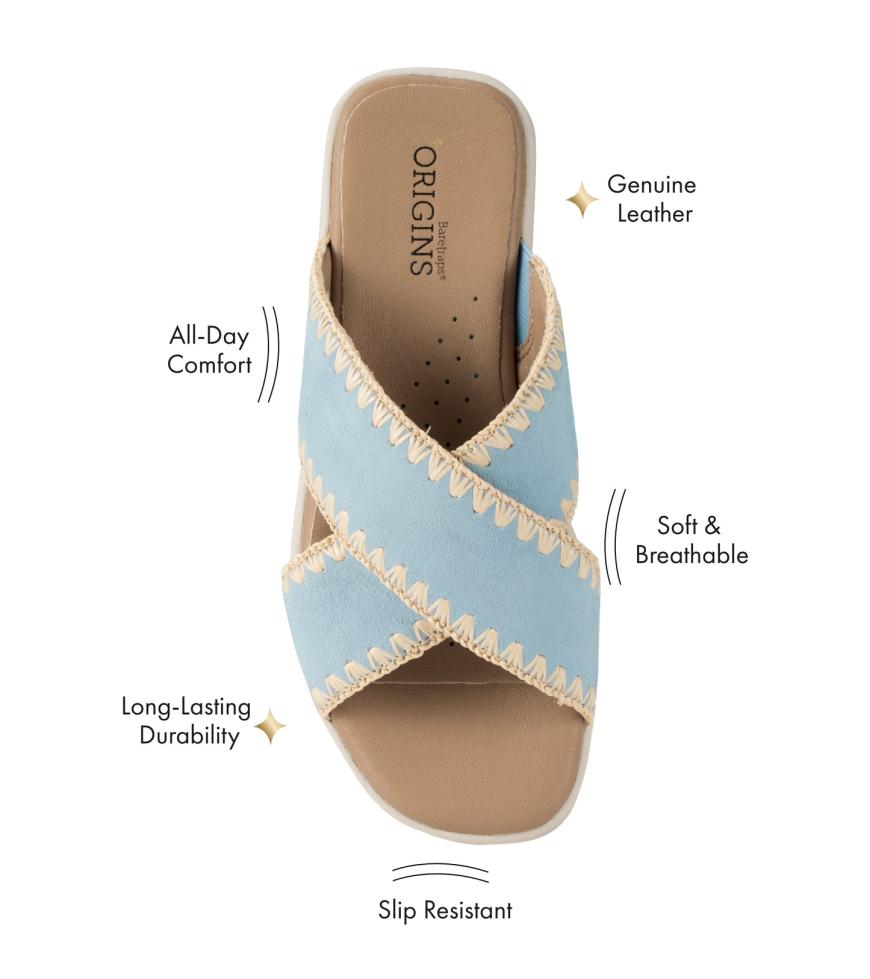 Baretraps Slides &amp; Slip On Sandals | Women Dolinda Slide Sandal Sea Glass Blue Suede