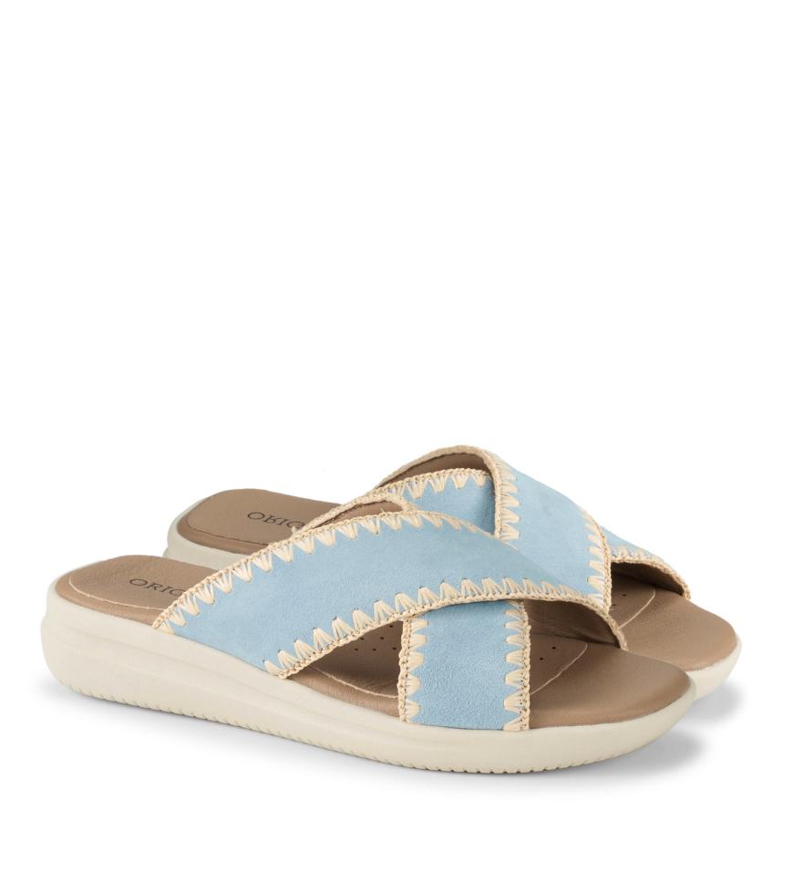 Baretraps Slides &amp; Slip On Sandals | Women Dolinda Slide Sandal Sea Glass Blue Suede