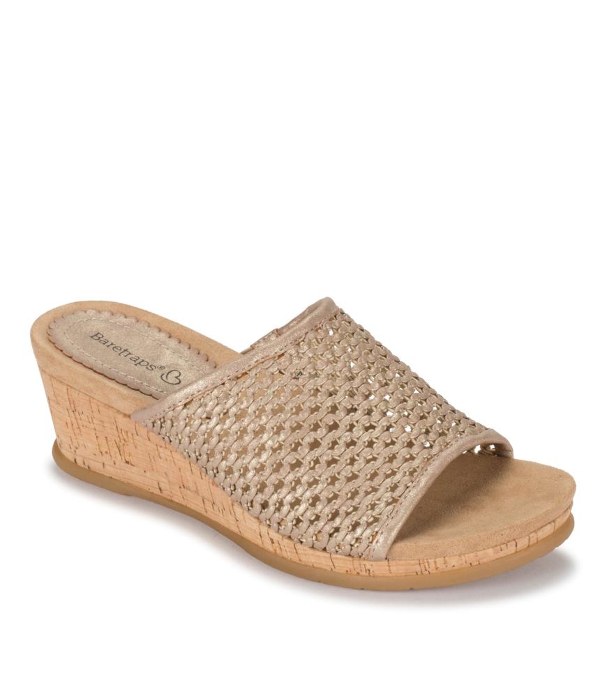 Baretraps Slides &amp; Slip On Sandals | Women Flossey Wedge Slide Sandal Soft Gold