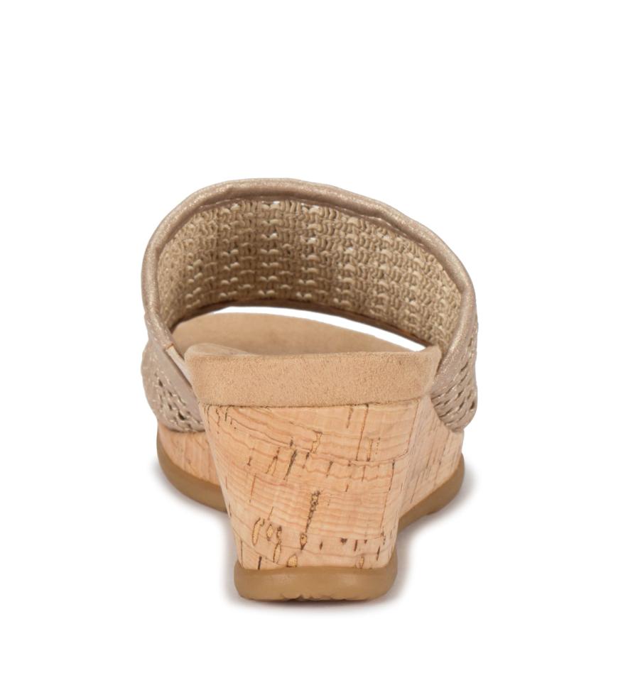 Baretraps Slides &amp; Slip On Sandals | Women Flossey Wedge Slide Sandal Soft Gold