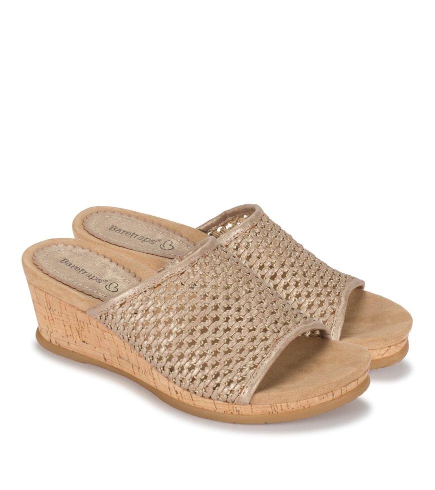 Baretraps Slides &amp; Slip On Sandals | Women Flossey Wedge Slide Sandal Soft Gold