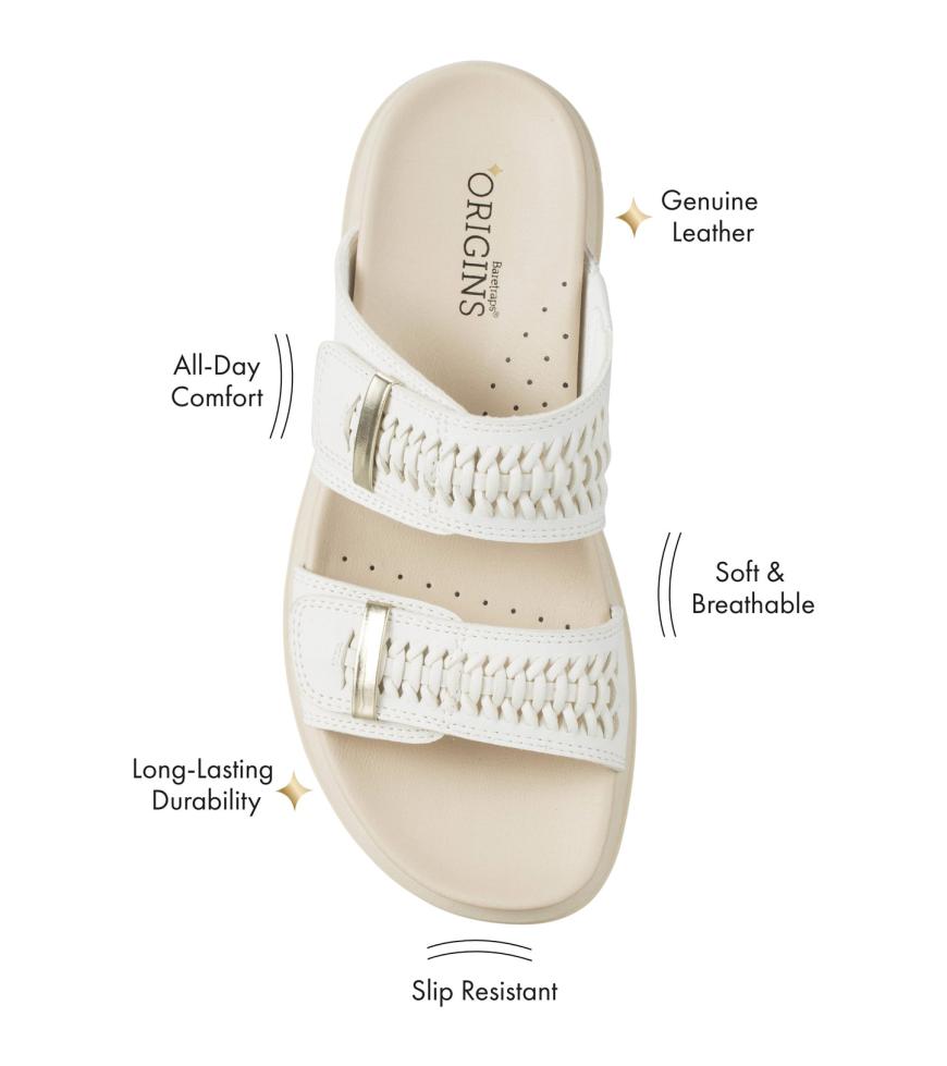Baretraps Slides &amp; Slip On Sandals | Women Haliah Slide Sandal White Leather