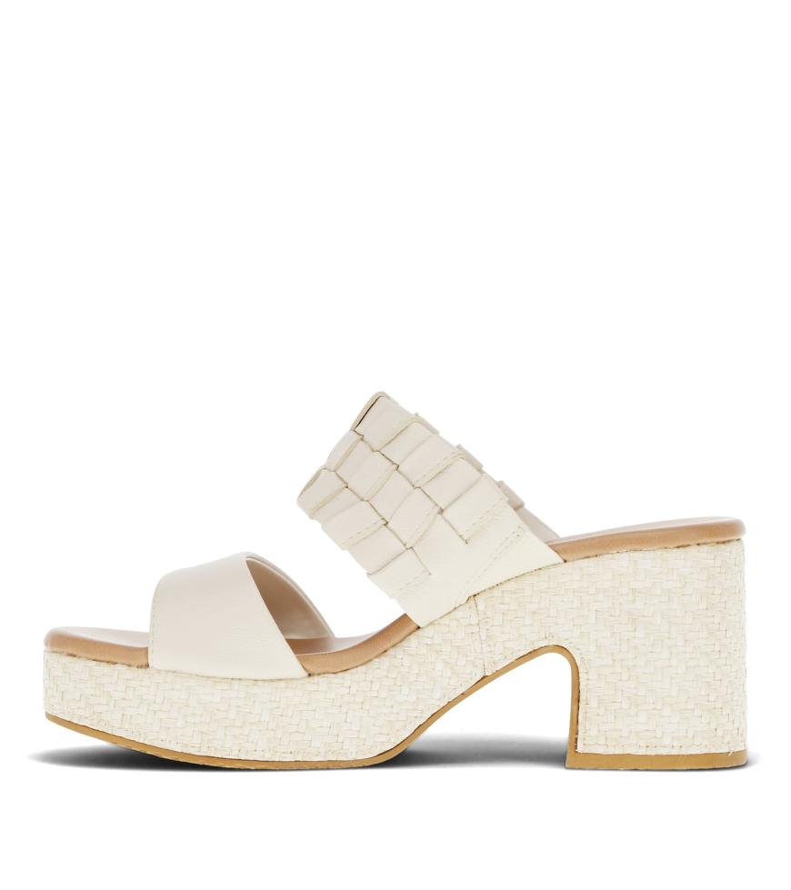 Baretraps Slides &amp; Slip On Sandals | Women Mavis Block Heel Slide Sandal Cream