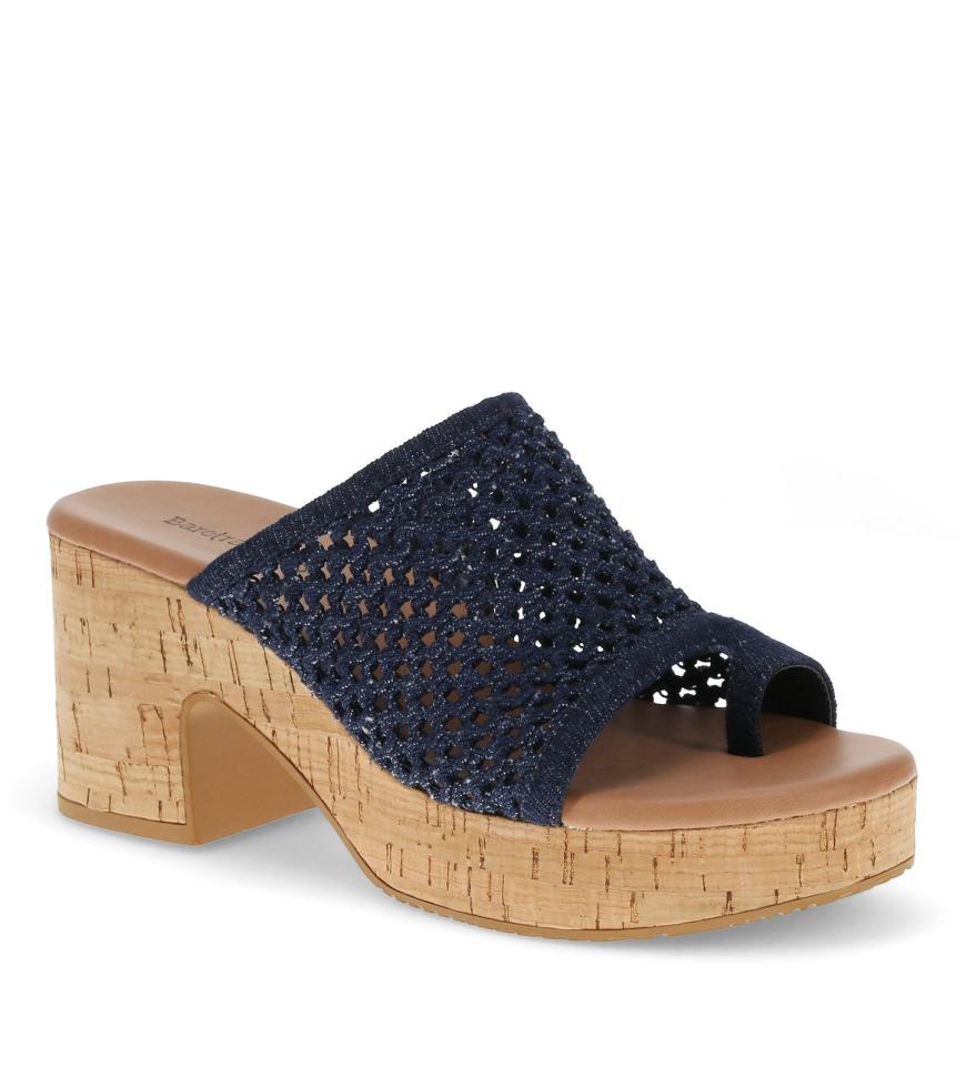 Baretraps Slides &amp; Slip On Sandals | Women Michaela Block Heel Sandal Dark Denim