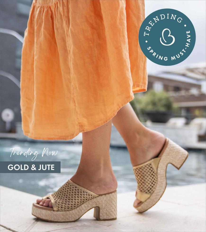 Baretraps Slides &amp; Slip On Sandals | Women Michaela Block Heel Sandal Old Gold