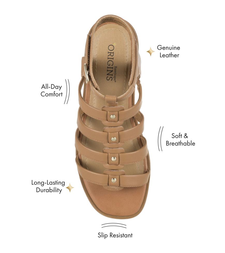 Baretraps Slides &amp; Slip On Sandals | Women Nathalia Gladiator Sandal Tan Leather