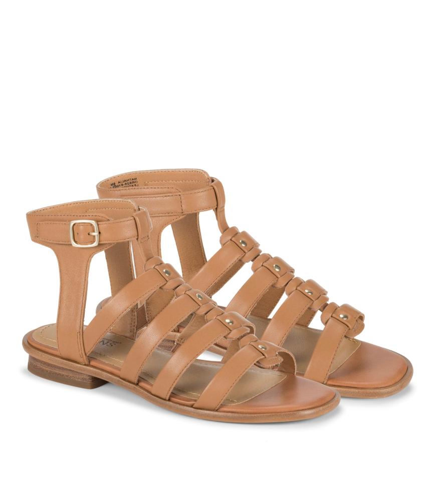 Baretraps Slides &amp; Slip On Sandals | Women Nathalia Gladiator Sandal Tan Leather
