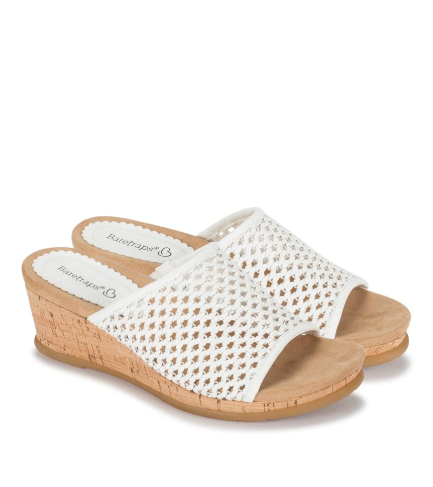 Baretraps Wedge Sandals | Women Flossey Wedge Slide Sandal White